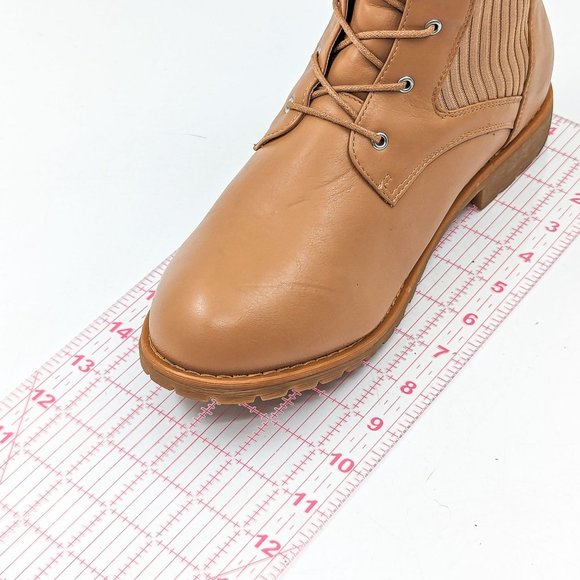 Journee Collection Women Tru Comfort Beige Vegan Leather Combat Boots size 12 - Picture 4 of 12